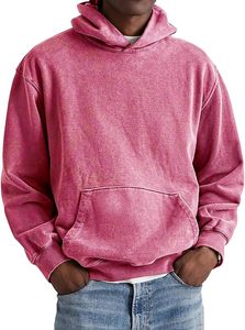 Sudadera con Capucha Rosa Extra Grande para Hombre, Color Sólido, Felpa, Informal, 100% Algodón, Transpirable, Ecológica, Corte Regular, Diseño con Bolsillos - Product Image 2
