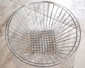 Vintage Metal <b>Square</b> to Circle Egg <b>Basket</b>/Bowl Geometric Minimalist Modern Kitchen Decor - Product Image 4