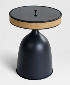 <b>Black</b> Modern Metal Woven Stackable Decorative Storage Box Round Lid Knob Pedestal Organizer for Living Room Dining Table - Product Image 2