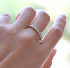 Minimalist Round Cut Moissanite Half Eternity <b>Band</b> <b>Ring</b> For Women's 925 <b>Silver</b> Wedding Party Gift For Bridesmaid - Product Image 6