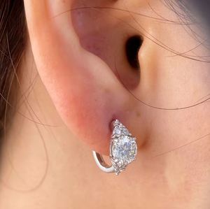 Wholesale 1.80 CTW Brilliant Cut Sparkling Moissanite Halo <b>Huggie</b> Hoop Earrings <b>Solid</b> 14K White <b>Gold</b> for Women-Party Occasion - Product Image 6