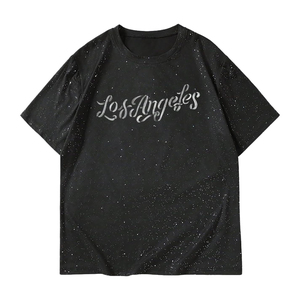 เสื้อยืดผู้ชายพรีเมียมลายกราฟิกประดับคริสตัล สตรีทแวร์ผ้าคอตตอนหนานุ่ม แฟชั่นทีเชิ้ตจากผู้ผลิต - Product Image 3