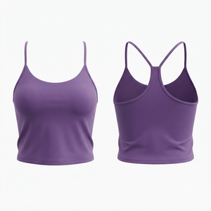 Débardeur en tricot pour femme, couleur unie, col rond, en spandex et polyester, respirant, style décontracté, longueur courte - Product Image 2