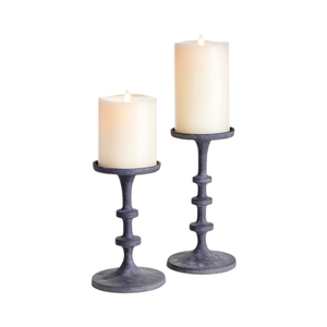 Porte-bougie de luxe pour la décoration de la maison, qualité supérieure, finition grise, support de bougie décoratif en aluminium coulé, fait main, personnalisé - Product Image 3