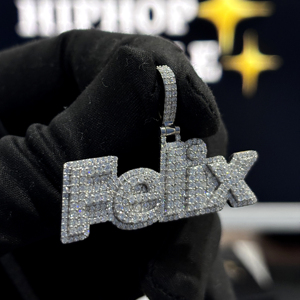 จี้สร้อยคอจี้ชื่อฮิปฮอปเป็นประกาย Felix 925เงินสเตอร์ลิง VVS Moissanite น้ำแข็งบล็อกตัวอักษรฮิปฮอปโรเดียม/กุหลาบทองที่มีเสน่ห์ตามสั่ง - Product Image 2