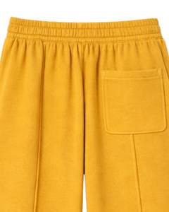 Pantalon de survêtement jaune moutarde pour femme, coupe large, taille élastique avec cordon de serrage, décontracté, coupe droite, doux et confortable pour la détente - Product Image 3