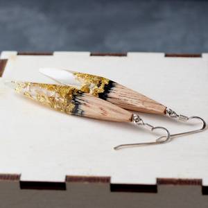 ต่างหูไม้เรซิ่นขัดเงาทำมือ สีสันสดใส น้ำหนักเบา เครื่องประดับโดดเด่น ดีไซน์เลียนแบบโบราณ ของขวัญคริสต์มาส - Product Image 5