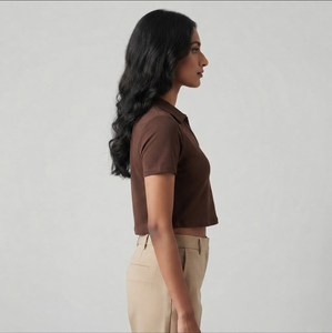 <b>Women's</b> Summer Short Sleeve T-<b>Shirt</b> <b>Polo</b> Ladies Turn Down Collar Short <b>Polo</b> <b>Shirt</b> Oversized Cropped <b>Polo</b> <b>Shirts</b> <b>Women</b> - Product Image 2