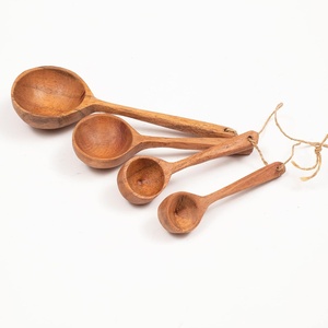 Cucharas medidoras de madera natural para polvo, granos y harina, juegos de utensilios de servir hechos a mano - Product Image 3