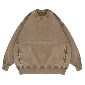 Baggy Fit Winter nuevo diseño 360gsm sudaderas de cuello redondo French Terry Hombres Crew Neck Acid Wash sudadera con bolsillo - Product Image 2