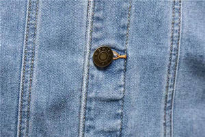 Veste en jean slim pour homme, col rabattu classique, boutonnée, décontractée, en coton, longueur standard, bleu délavé - Product Image 4