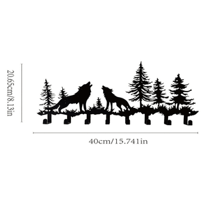 Wolf Key Holder <b>Wall</b> Mount Rustic 8 <b>Hook</b> Coat <b>Rack</b> for Keys Hats Scarves-Entryway Organizer for Hallway Bedroom Bath - Product Image 2