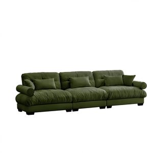 Modern 3-Seat Extra Large Velvet <b>Sofa</b> Oversize Cloud-Like Comfort with Waist Pillows & <b>Support</b> for Living Room - Product Image 4