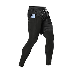 Pantalones de running 2 en 1 para hombre, pantalones de compresión para entrenamiento en el gimnasio, leggings deportivos para hombre con estilo único - Product Image 1