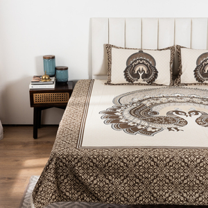 Couvre-lit en coton de qualité supérieure, imprimé à la main à Jaipur, avec deux taies d'oreiller et drap plat, prix de gros - Product Image 3