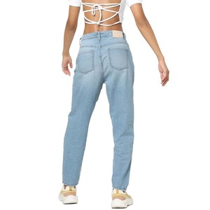 Pantalon en jean délavé personnalisé avec logo, coupe droite, jambe large, grande taille, pour femme - Product Image 6