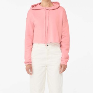 Sudadera de Mujer, Color Rosa Sólido, Manga Larga, Tejido Regular, Informal, para Otoño, 100% Algodón, Estilo Urbano, Resistente al Viento - Product Image 3