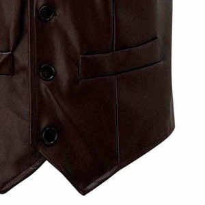 เสื้อกั๊กหนังผู้ชายดีไซน์ล่าสุด น้ำหนักเบา ทันสมัย สไตล์ลำลอง สตรีทแวร์ สำหรับขี่มอเตอร์ไซค์ ทรงเข้ารูป เสื้อกั๊กหนังฤดูหนาว รุ่น CP-MLV-13 - Product Image 4