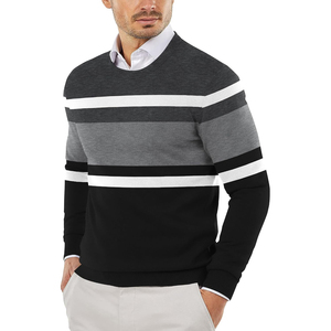 Pull à col rond gris pour homme, manches longues, 100% coton, anti-boulochage, chaud pour l'hiver, épaisseur standard - Product Image 2