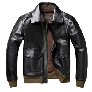 Veste en cuir marron classique pour homme avec capuche et poches multiples Vêtements d'extérieur élégants et fonctionnels pour un usage quotidien - Product Image 1