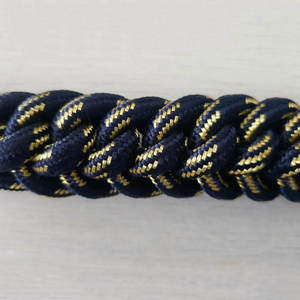 Aiguillette en cordon métallique tressé sur mesure avec extrémités en laiton pour uniformes, occasions formelles, luxe, 16 brins, bleu marine et or - Product Image 6