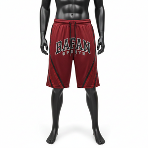 Pantalones cortos de malla de poliéster premium para hombre, tela transpirable GSM, paneles laterales en contraste, logotipo bordado personalizado, pantalones cortos de malla para entrenamiento. - Product Image 1