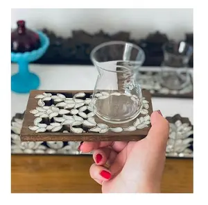 Mother of Pearl Inlay Tea Cup Coaster op Tea Light Coaster Shell Inlaid kitchen & tabletop table decoration accessories mats