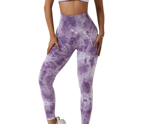 Leggings Deportivos de Yoga para Mujer, Cintura Alta, Tie Dye, Transpirables, Antibacterianos, Tejido de Punto Elástico - Product Image 1