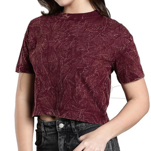 Best Selling 100% Cotton Made <b>Crop</b> <b>Top</b> for Women Wholesale High Quality Summer Acid Wash Women <b>Crop</b> <b>Top</b> - Product Image 1