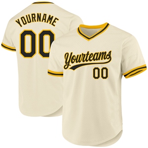 Venta al por Mayor del Jersey de Béisbol Retro Auténtico Negro y Dorado Personalizado de OMMIZ INDUSTRY, el Más Vendido - Product Image 1