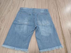 New Arrival <b>Men</b> Summer Streetwear Solid Denim <b>Shorts</b> Loose Fit Custom Logo <b>Knee</b> <b>Length</b> Denim <b>Shorts</b> - Product Image 4