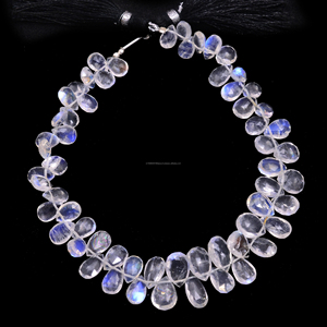Bracelet-collier en pierre de lune arc-en-ciel naturelle de qualité supérieure, fait main, facetté, forme poire, pierre précieuse blanche, 8 pouces, pour la fabrication de bijoux - Product Image 1