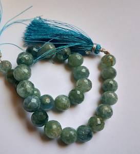 Cuentas redondas facetadas de aguamarina natural AAA de 9-9.5 mm, cuentas de piedras preciosas de aguamarina de 9.5 pulgadas, cuentas de aguamarina azul para joyería - Product Image 4