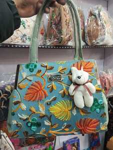 Colorful Handmade Satin Beaded Floral Embroidery Clutch Bag with Chains Evening Purse for Women <b>Shoulder</b> <b>Strap</b> Flap Closure - Product Image 4