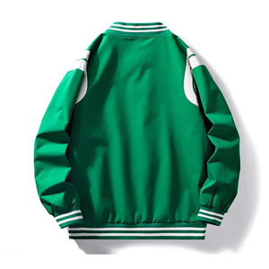 High Quality Custom <b>Men</b> Streetwear <b>Jacket</b> Blank Button Front Striped Rib Trim Pocket Fleece <b>Bomber</b> <b>Jacket</b> Bulk - Product Image 2
