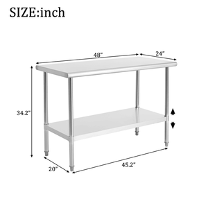24 X 48 Inch Stainless Steel <b>Prep</b> <b>Table</b> for Commercial <b>Kitchen</b> Metal Restaurant Garage Warehouse <b>Table</b> Steel Fabrication - Product Image 2