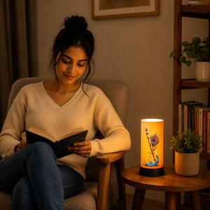 Krishna Flute <b>LED</b> Table Lamp Peacock Feather Spiritual Night <b>Light</b> Decorative Bedroom Temple Home Gift Warm Ambient Lighting - Product Image 3