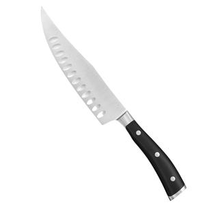 Couteaux de chef haut de gamme à bord creux avec lame de coupe incurvée large en acier inoxydable et manche triple rivet noir pour la découpe de viande - Product Image 2