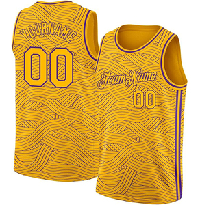 Maillot de basket-ball géométrique noir et jaune personnalisé, impression par sublimation, débardeur unisexe anti-humidité pour adulte, toutes saisons - Product Image 3
