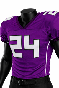 Ensemble de maillot de football américain pour homme, violet, ajusté, manches courtes, sublimé, évacuant l'humidité, toutes saisons, vêtements de sport pour adultes - Product Image 5