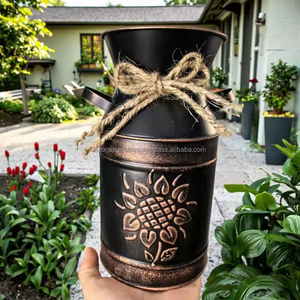 Maceta y jarrón de Metal Vintage para decoración de hogar o jardín, adornos de arreglos florales secos, jarrón de jardinería de Azora Industries - Product Image 3