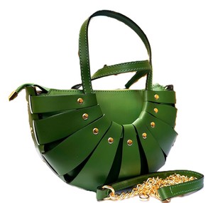 Royaa Handmade Leather Bags For WomenTote From Vintage olive-green Leather Trapezoid Bag Gold Closure Top Handle Casual Handbags - Product Image 5