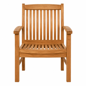 Chaise de jardin contemporaine en teck massif, durable, écologique, design imperméable, assise confortable, à lattes verticales - Product Image 4