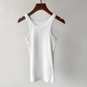 Organic Cotton Women Ribbed Tank Top Contrast Band Slim Fit Soft Knitted Workout <b>Singlet</b> Custom Logo OEM Bulk - Product Image 5