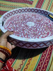 Plateau géométrique artisanal en nacre par blossom craft india - Product Image 4