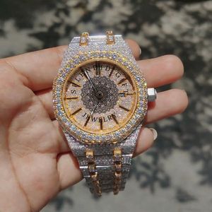 Montre pour homme Spindled Gz Jewelry avec boîtier en diamant, verre saphir, mouvement à quartz analogique 28 mm, fermoir déployant de luxe, moissanite, mouvement ETA - Product Image 6