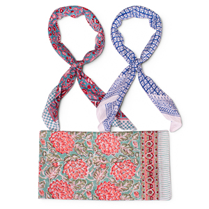 Écharpes carrées de grande taille en coton imprimé floral coloré 100X100cm Bandana Craftjaipur Multifonctionnelles pour l'extérieur, été, unisexe - Product Image 3