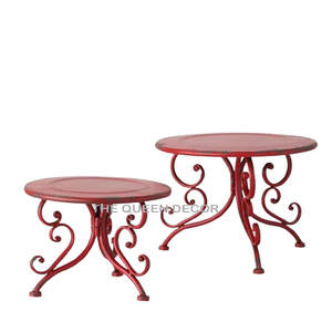 Decorative <b>Cake</b> <b>Stand</b> for Serving <b>Cake</b> & Cupcake <b>Set</b> of 2 Red Color Iron Metal <b>Cake</b> <b>Stand</b> Resin Epoxy Mold - Product Image 1