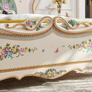 Juego de Dormitorio de Lujo Estilo Real Francés Europeo, Cama King Size de Madera de Caoba Sólida, con Mesita de Noche, para Apartamento - Product Image 5