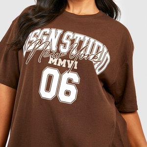 เสื้อยืดพิมพ์ลายกราฟิกขนาดใหญ่สำหรับผู้หญิง ทรงหลวม ผ้าฝ้ายผสมเนื้อนุ่ม แขนสั้น สไตล์ลำลอง สตรีทแวร์ เสื้อยืดฤดูร้อน - Product Image 6